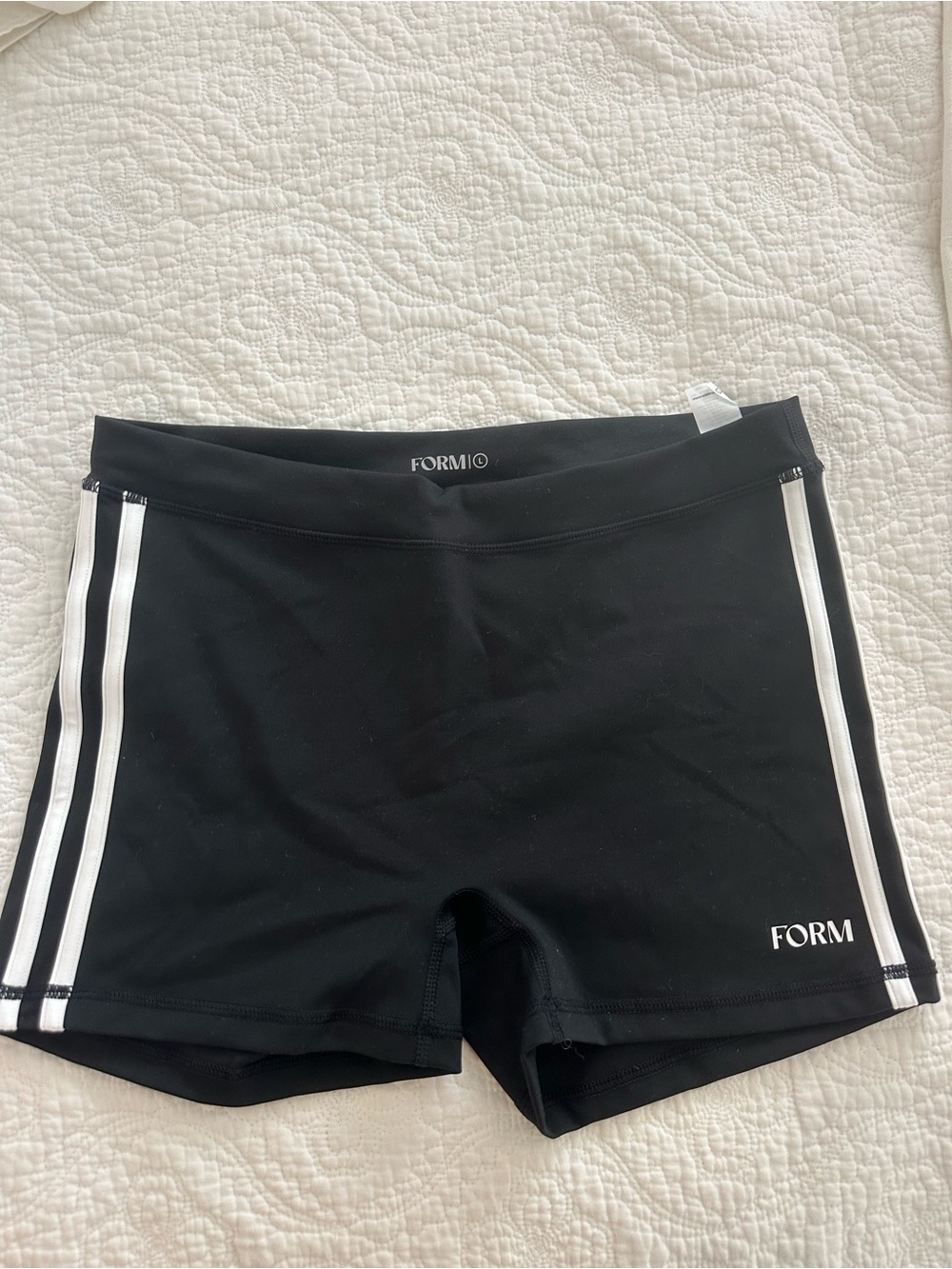 Form Black Bike Shorts with White Side Stripes